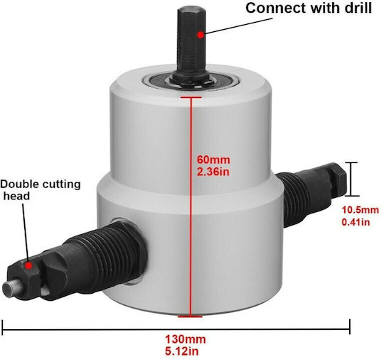 00007479 Adapter Bohrschrauber Blechschere mit 2 Klingen 7,5x5x17,5cm