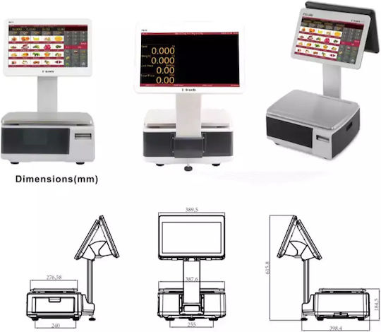 T-Scale Electronic Retail Scale with Column and Label Printing Capability with Weighing Capacity of 30kg and Division 10gr