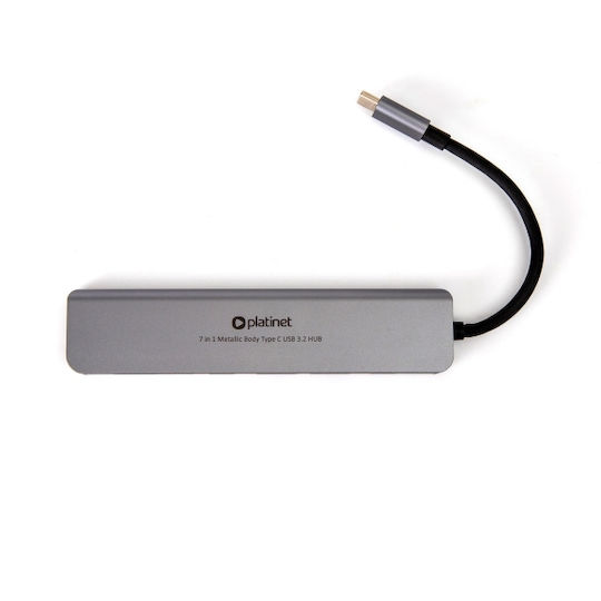 Platinet USB-C Докинг станция с HDMI 4K PD Етърнет Сив (45985)