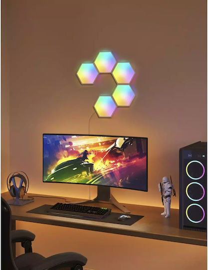Govee Smart Φωτιστικό Glide Hexa H6061 LED RGBIC Hexagon 5τμχ Govee Smart Φωτιστικό Glide Hexa H6061 LED RGBIC Hexagon 5τμχ