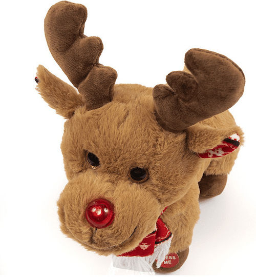 Fun World Plush Christmas with Sound Little Deer with a Bright Nose & Greek Carols for 3+ Years 30 cm