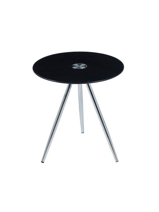 Round Side Coffee Table Mabel Glass Black W50xL50xH51cm EM938,B