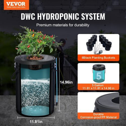 Vevor Hydroponic System Dwc 8 Buckets Air Pump Ssspxtyx8110vt55fv2