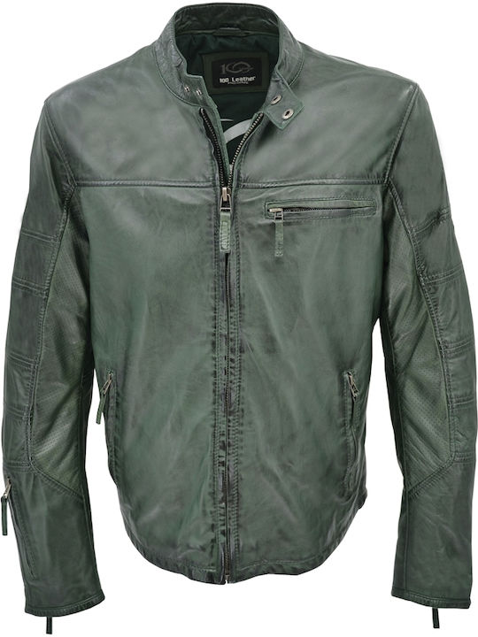 Dermatina 100 Biker Leather Jacket Green