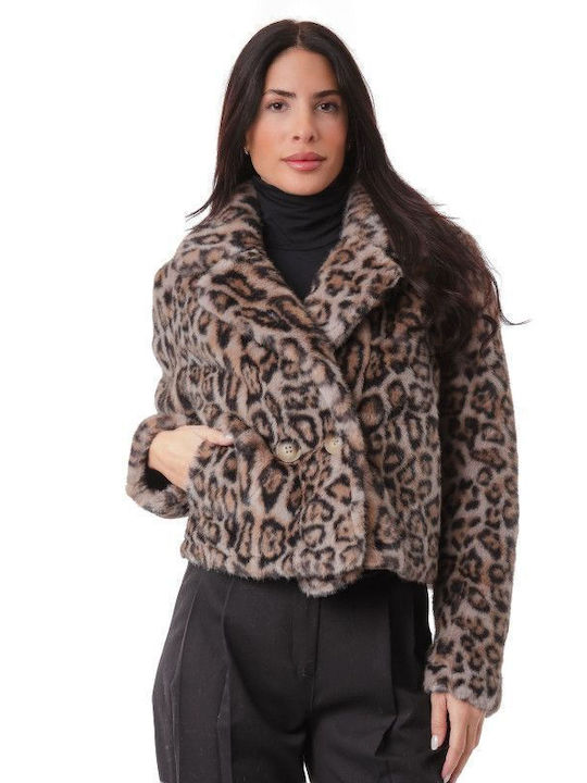 Silia D Women's Short Fur Animal Print