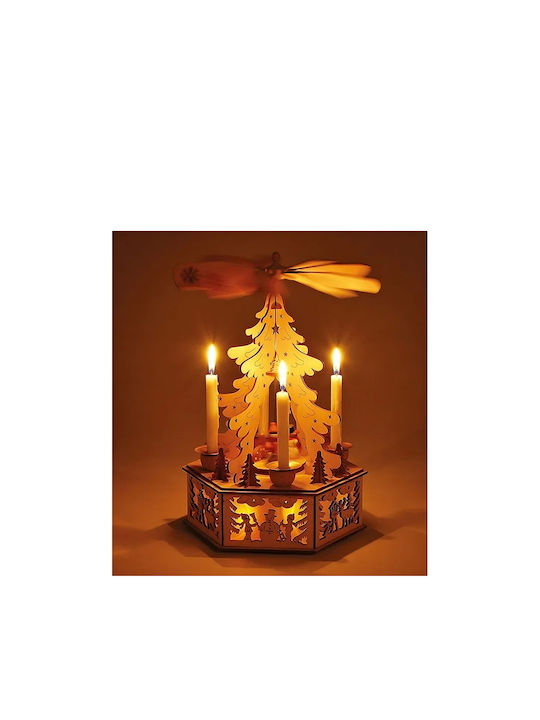 Christmas Decorative Illuminated Inflatable Wood Tree Pyramid 32cm