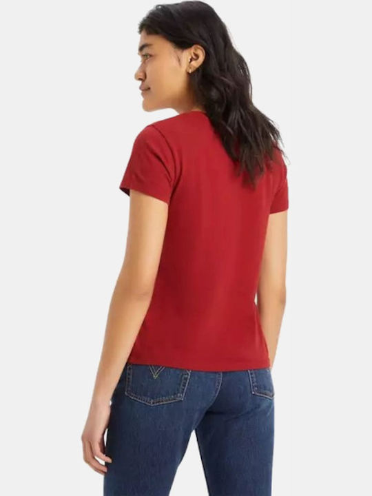 Levi's Women's T-shirt with V Neckline Burgundy