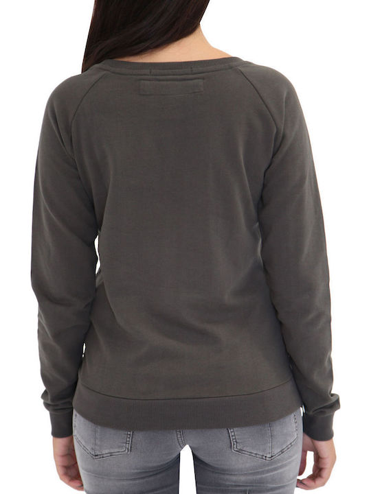 Women's Blouse Cotton Long Sleeve with Zipper Gray