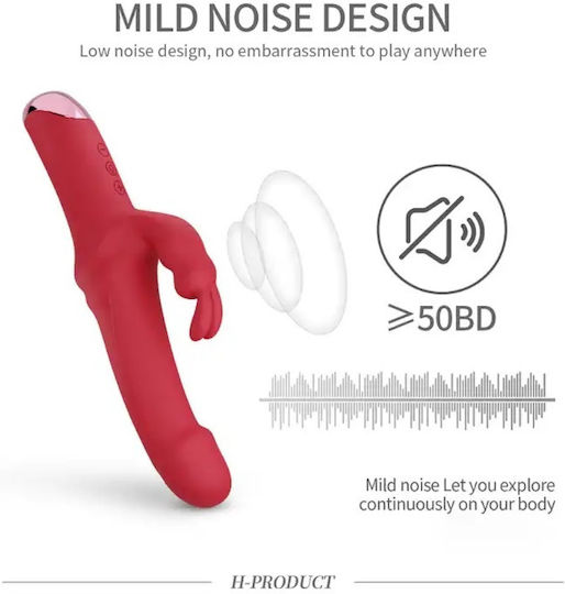 SMD Bunnie Hero, Clitoral Stimulation and G Spot Vibrator 2-in1, με 10 Vibrating Modes Вибратор Заек 10см Червен