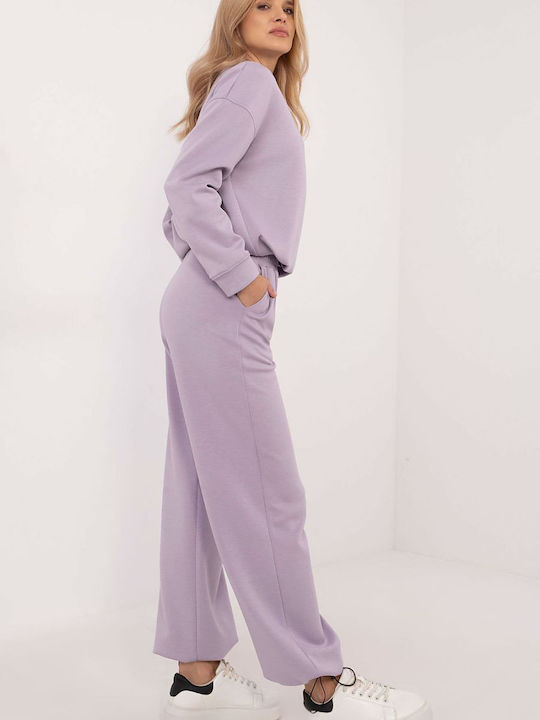 Lakerta Women's Light Violet Set with High-waisted Trousers in Tapered Line