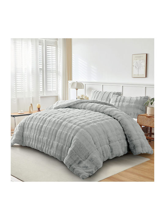 Liolios Home Duvet Cover Set Queen 240x260cm Tokyo Grey 3pcs