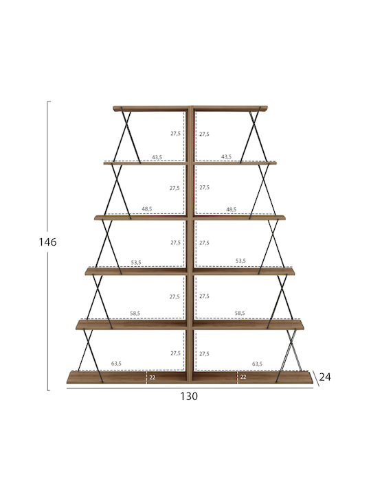 Bookcases Mini Tars Φυσικό Oak-μαύρο 2pcs 65x24x146cm