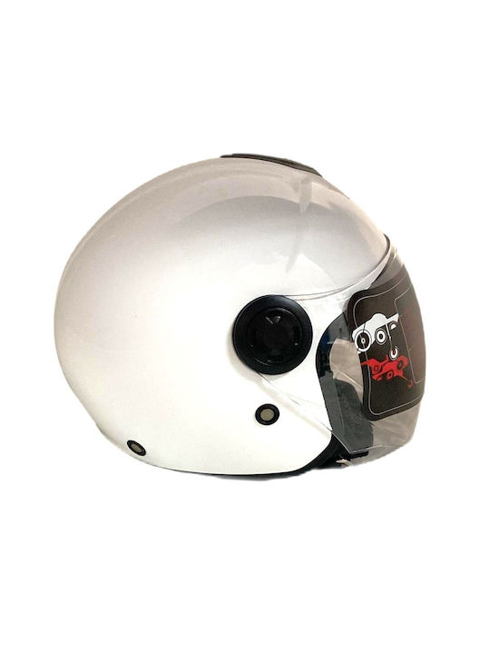 Faseed 617DV White Motorcycle Helmet Jet ECE 22.06 with Sun Visor