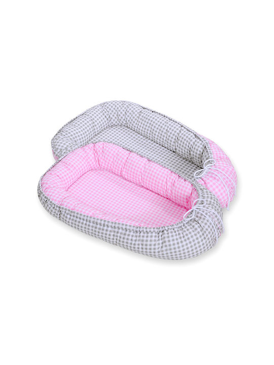 Bobono Βρεφικό Μαξιλάρι Φωλιά Gray Check, Pink Check