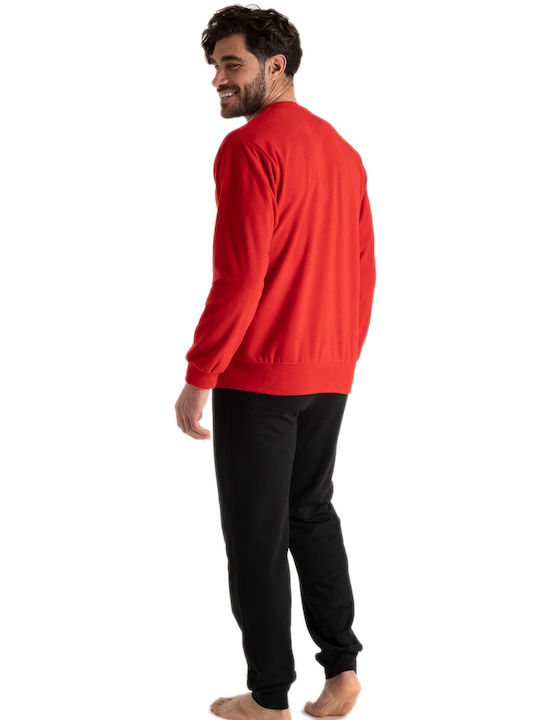 Rachel Men's Winter Fleece Pajamas Set Red