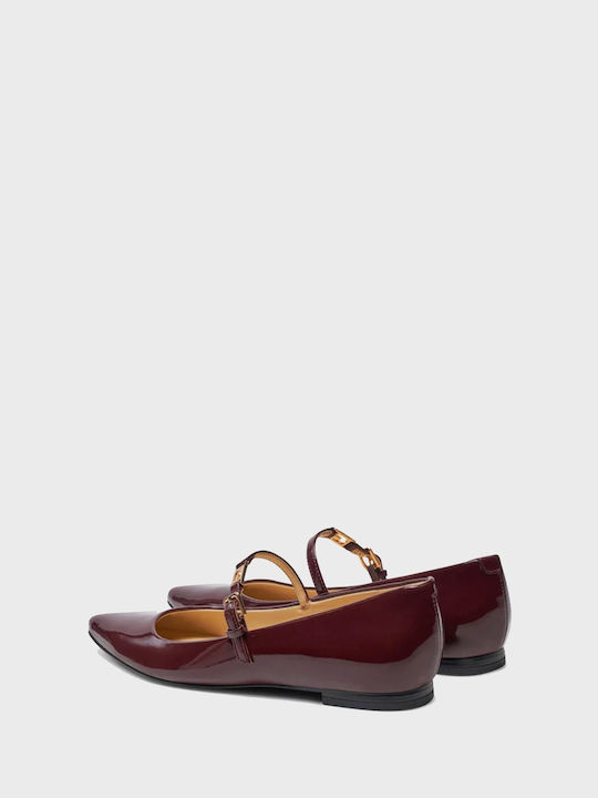 Guess Damen Ballerinas aus Lackleder in Burgundisch Farbe