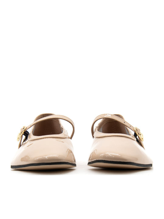 Patent Leather Ballerinas With strap Pink