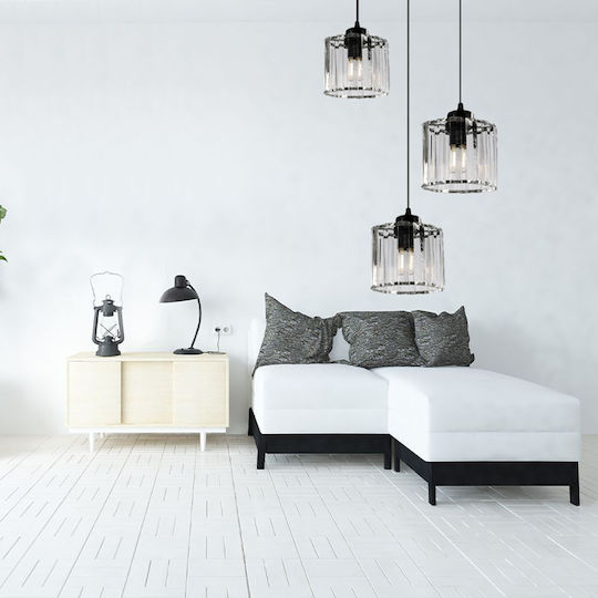 Toolight Lustră Negru cu cristale