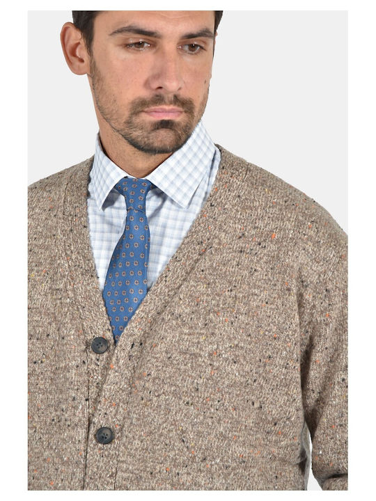 Martin & Co Men's Cardigan with Buttons Brown Melange