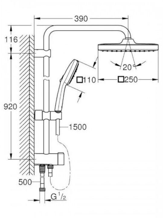 Grohe Duschsäule mit Armatur Weiß