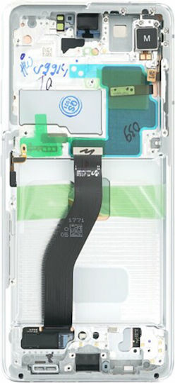Samsung Screen with Touch Mechanism and Frame for Samsung Galaxy S21 Ultra 5G (SM-G998B) (Silver)