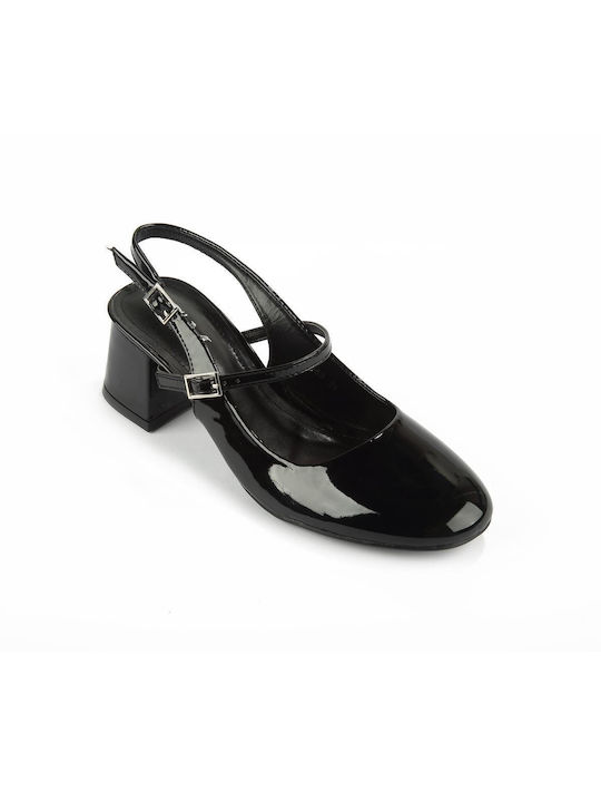 Fshoes Patent Leather Black Medium Heels