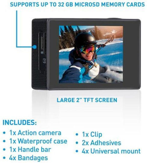 Grundig 27260 Action Camera HD (720p) with Screen 2" Black