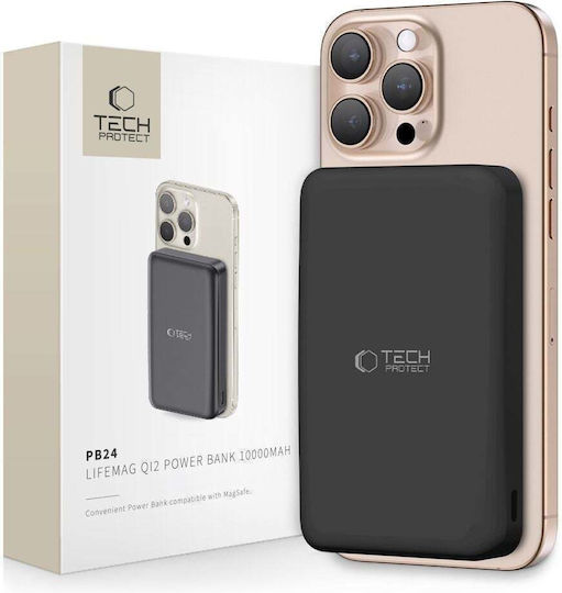 Tech-Protect PB24 Lifemag MagSafe Power Bank 10000mAh 15W с USB-A порт и USB-C порт Черен