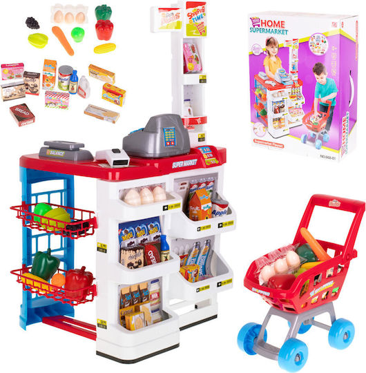 Supermarket Role Play Toy Trolley Cash Register 47 Pieces