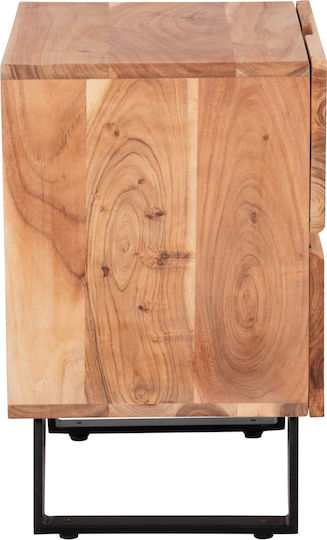 Bedside Table Alicia Wooden with Metal Legs Beige 45x35x56cm