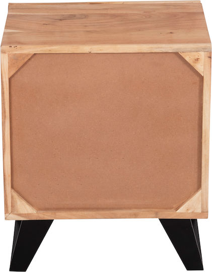 Bedside Table Alicia Wooden with Metal Legs Beige 45x35x56cm