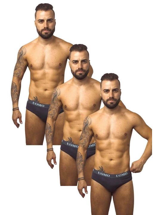 F1017 Ανδρικά Σλιπ Ανθρακί 3Pack