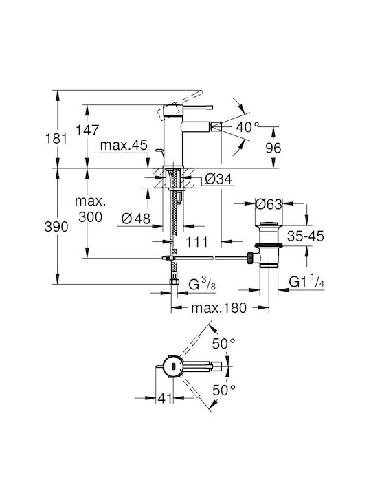 Grohe Baterie Bidet Negru / Negru / Negru