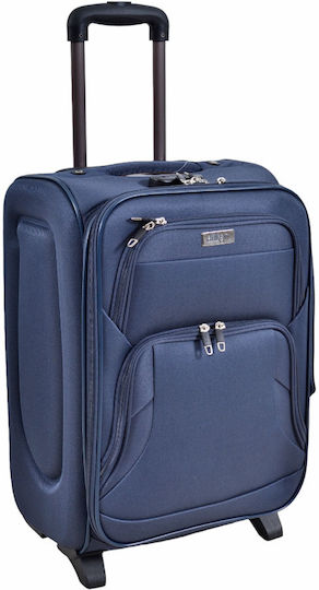 Ankor Cabin Travel Suitcase Fabric Blue with 2 Wheels Height 50cm