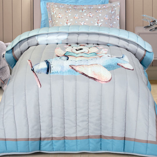 Greenwich Polo Club Kids Duvet Double Sided Single with Microfiber Filling Beige, Blue, Grey 160x220cm Greenwich Polo Club Kids Duvet Double Sided Single with Microfiber Filling Beige, Blue, Grey 160x220cm