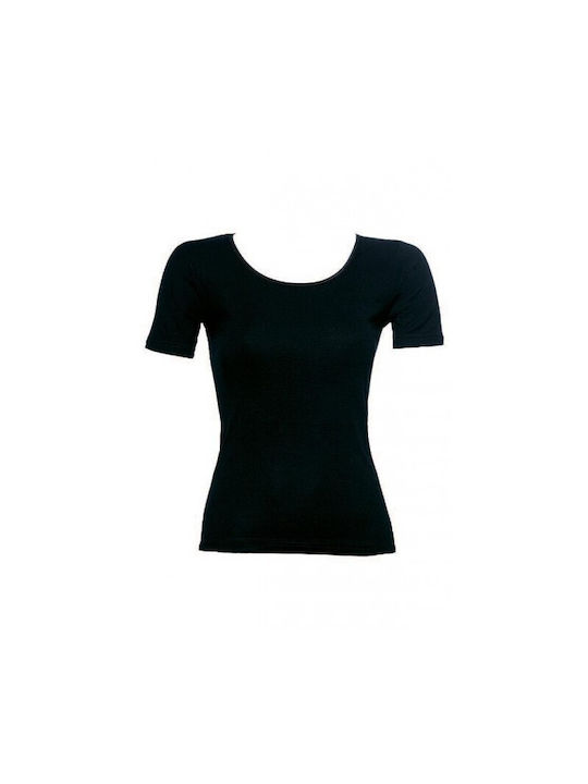 Minerva Women's Short Sleeve Woolen T-Shirt Black