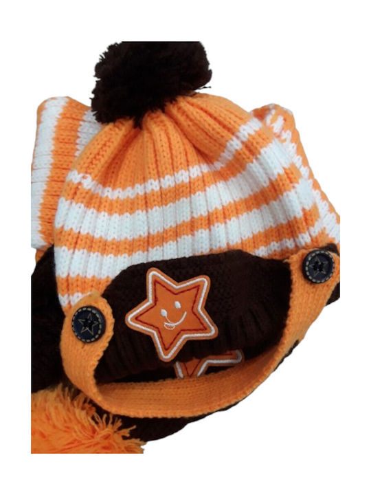 Beboulino Kids Beanie Set with Scarf Knitted Orange