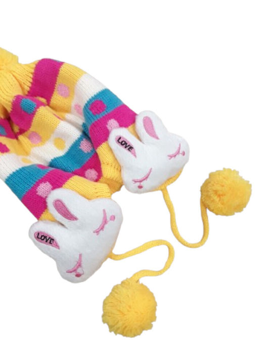 Kids Beanie Set with Scarf Knitted Yellow