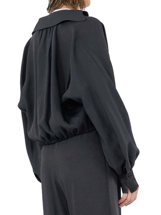 Damen Bluse Satin Gray
