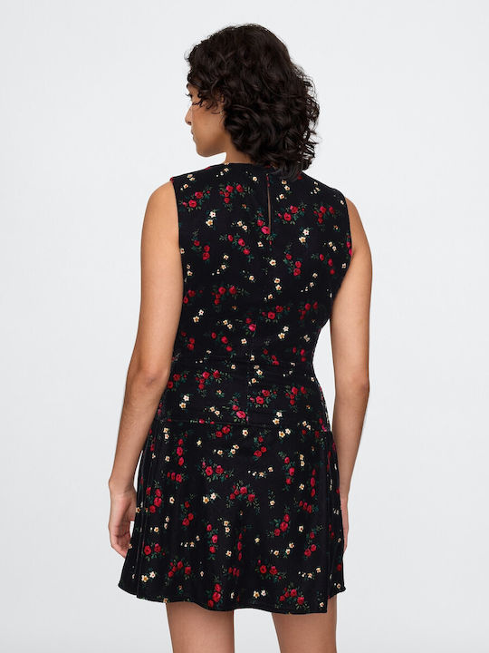 Γυναικείο Crop Top Βελούδινο Floral Μαύρο