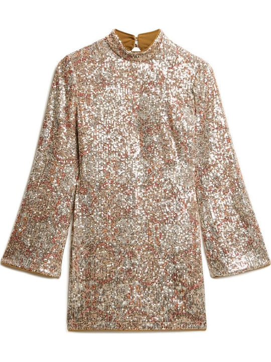 Mini Evening Shirt Dress Open Back Gold W8011773A C1V