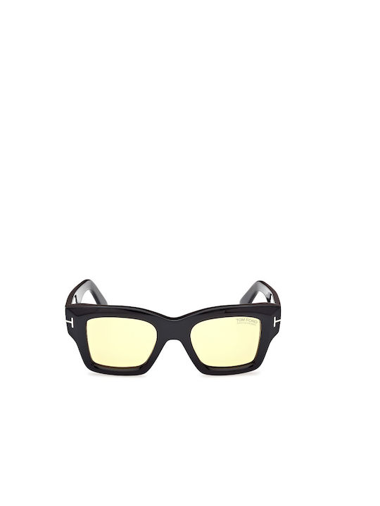 Tom Ford Sunglasses with Black Plastic Frame and Yellow Lens TF1154 01E