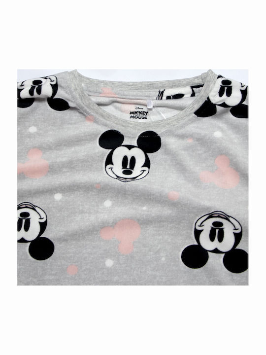 Disney Χειμερινό Γυναικείο Σετ Πιτζάμας Γκρι Minnie Mouse