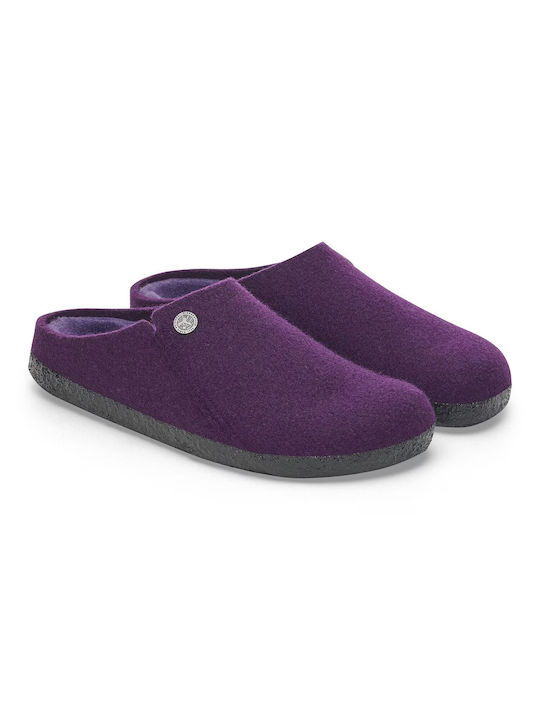 Birkenstock Zermatt Shearling Felt Anatomical Women's Slippers in Purple color Narrow Fit