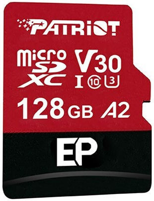 Patriot microSDXC 128GB Class 10 U3 V30 A2 with Adapter