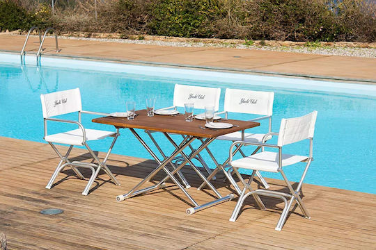 Masă pliabilă pentru barcă din aluminiu și tec Forma Marine, 2 înălțimi 125x75x53/72cm A8000tt