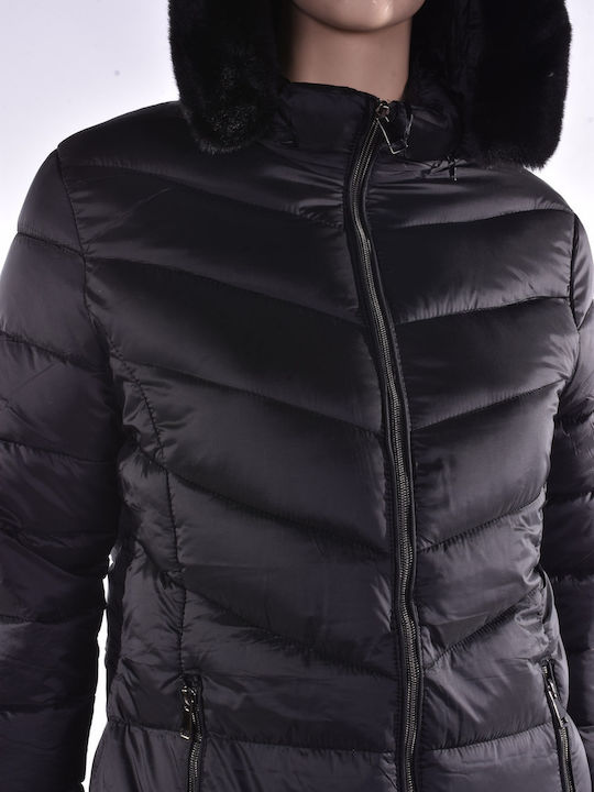 Women's Long Lifestyle Jacket for Winter Black