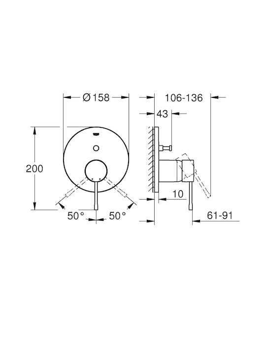 Grohe Essence Built-in Faucet Mixer for Shower 2 Exits Silver