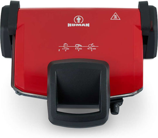 Human HU101 Sandwich Maker Grill with Removable Plates 1800W Red