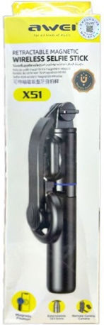 Awei X51 Selfie Stick Cell Phone Tripod Bluetooth Black